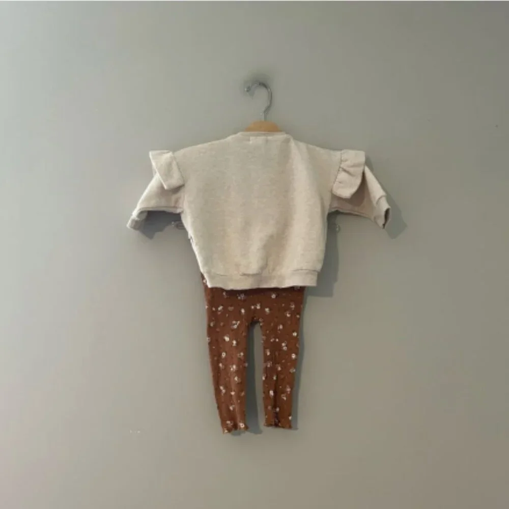 $18 ADD ON Rabbit + Bear set 12M Jamie Kay Zara matching‎ floral top sweatshirt